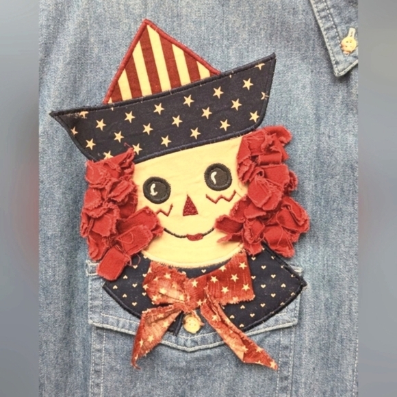 Raggedy Ann & Andy denim button down shirt  size XL - Picture 3 of 12